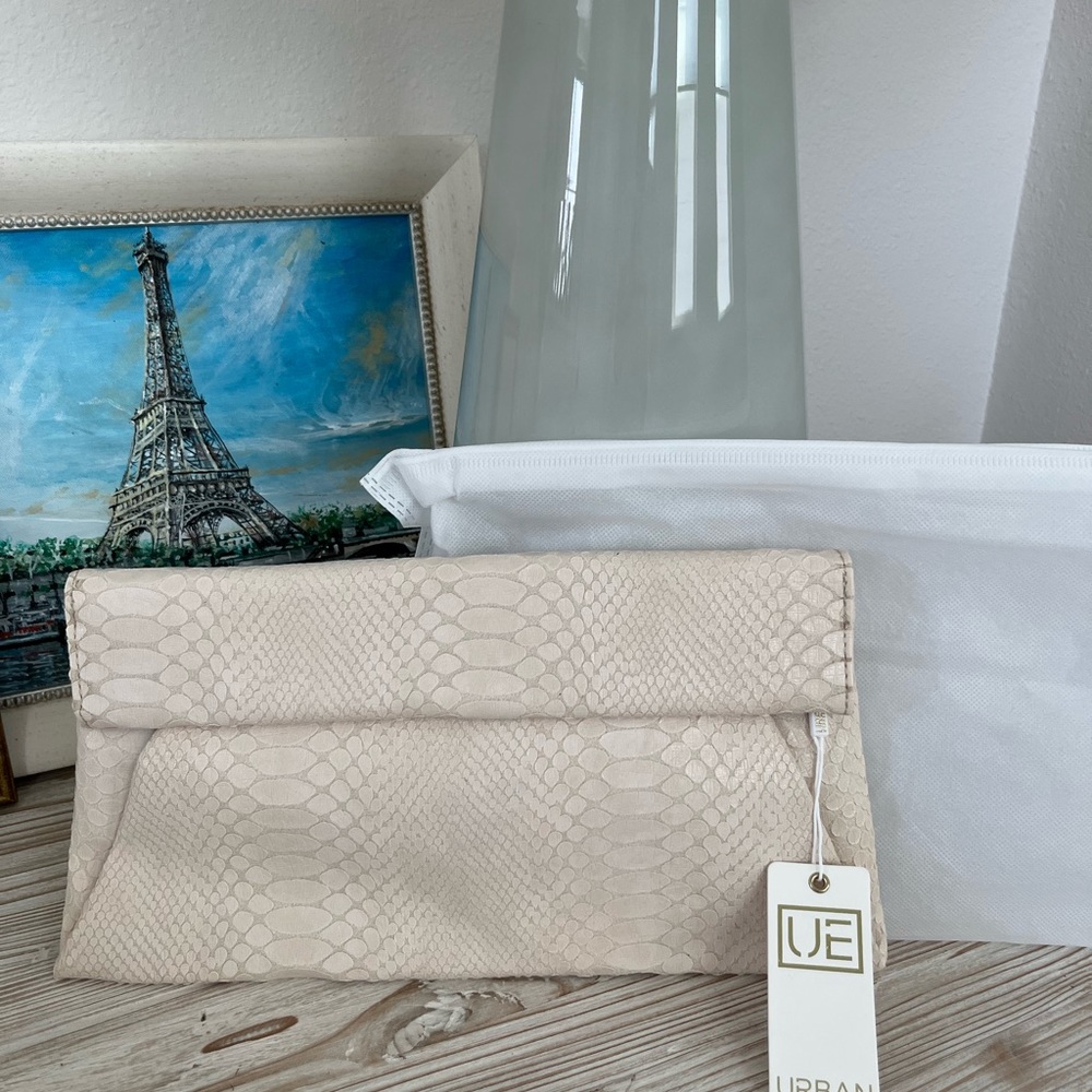 Ivory Python Print Clutch/Crossbody - image 1